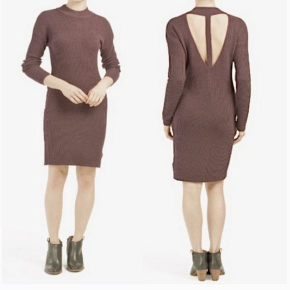 ruby moon Dresses & Skirts - ANTHOPOLOGIE RUBY MOON Moon Cutout Back Brown Sweater Dress NWT